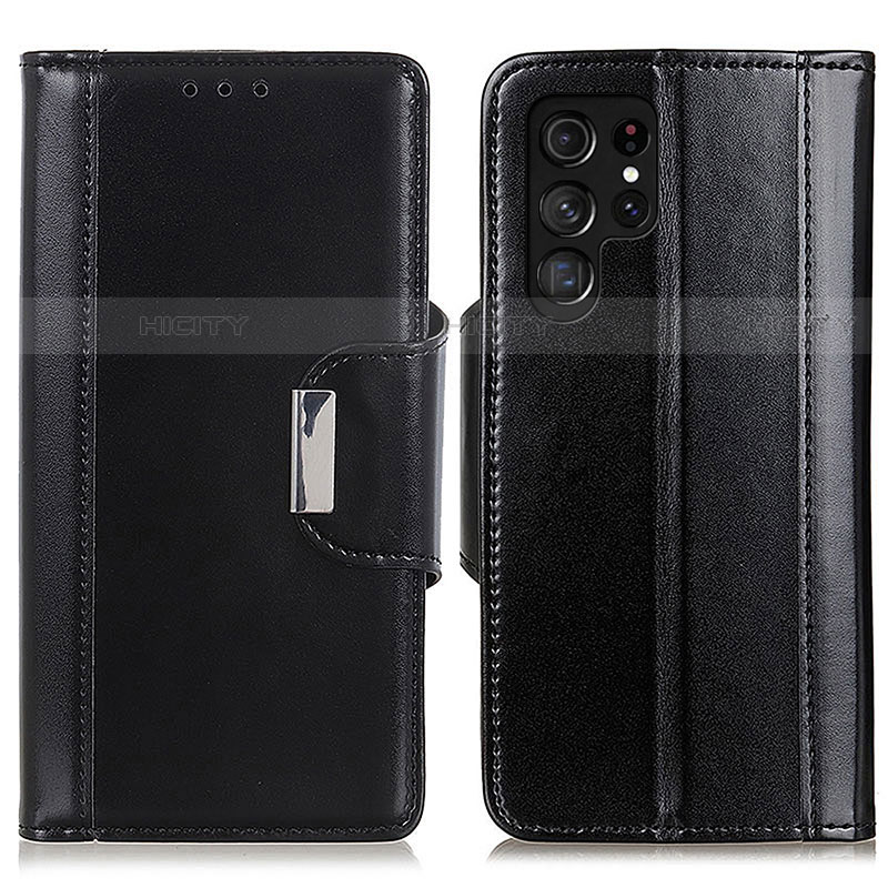 Handytasche Stand Schutzhülle Flip Leder Hülle M14L für Samsung Galaxy S22 Ultra 5G Schwarz Plus