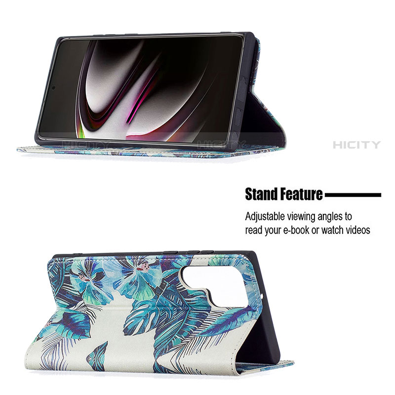 Handytasche Stand Schutzhülle Flip Leder Hülle Modisch Muster B03F für Samsung Galaxy S21 Ultra 5G groß