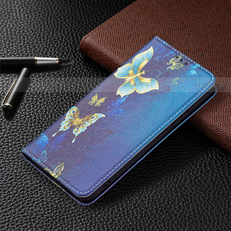 Handytasche Stand Schutzhülle Flip Leder Hülle Modisch Muster B03F für Samsung Galaxy S22 5G Königs Blau