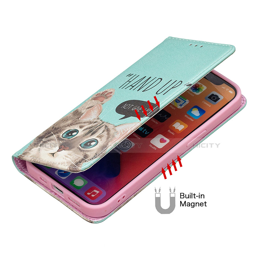 Handytasche Stand Schutzhülle Flip Leder Hülle Modisch Muster für Apple iPhone 13 Pro Rosa