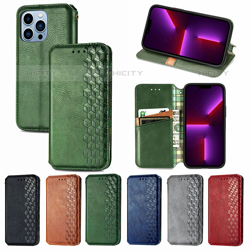 Handytasche Stand Schutzhülle Flip Leder Hülle Modisch Muster H15 für Apple iPhone 15 Pro groß