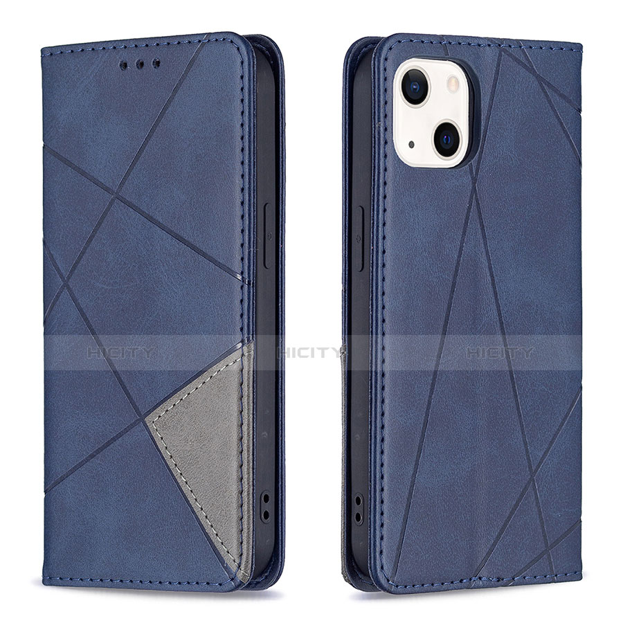 Handytasche Stand Schutzhülle Flip Leder Hülle Modisch Muster L04 für Apple iPhone 14 Blau