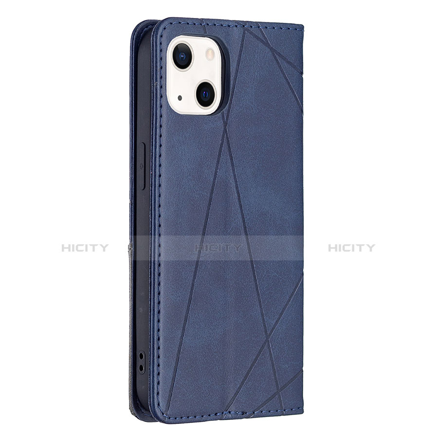 Handytasche Stand Schutzhülle Flip Leder Hülle Modisch Muster L04 für Apple iPhone 14 Blau