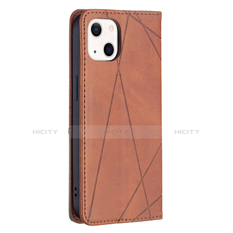 Handytasche Stand Schutzhülle Flip Leder Hülle Modisch Muster L04 für Apple iPhone 14 Braun groß