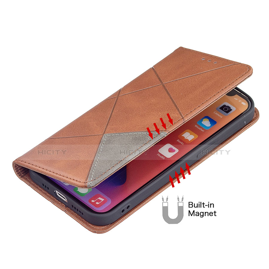 Handytasche Stand Schutzhülle Flip Leder Hülle Modisch Muster L04 für Apple iPhone 14 Braun groß