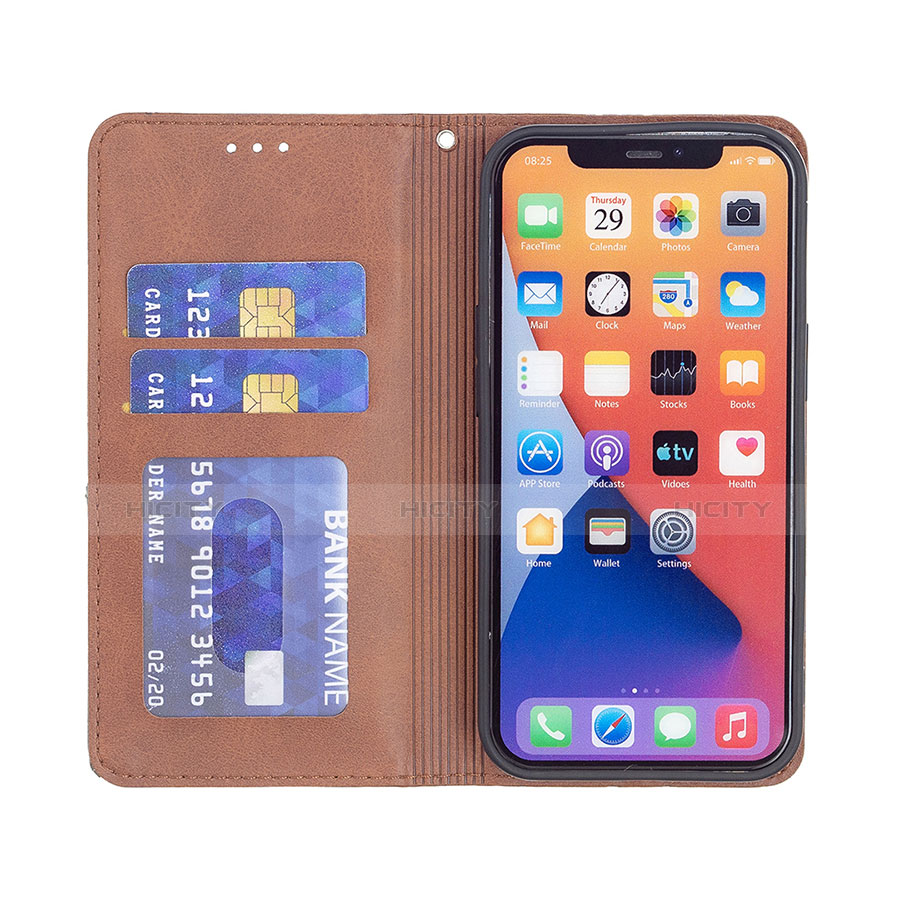Handytasche Stand Schutzhülle Flip Leder Hülle Modisch Muster L04 für Apple iPhone 14 Braun groß
