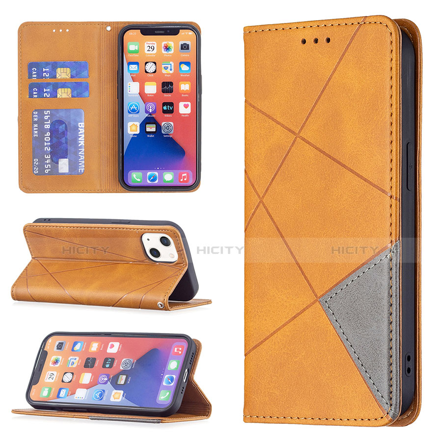 Handytasche Stand Schutzhülle Flip Leder Hülle Modisch Muster L04 für Apple iPhone 14 Gelb