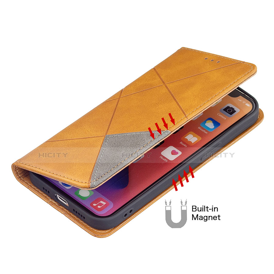 Handytasche Stand Schutzhülle Flip Leder Hülle Modisch Muster L04 für Apple iPhone 14 Gelb