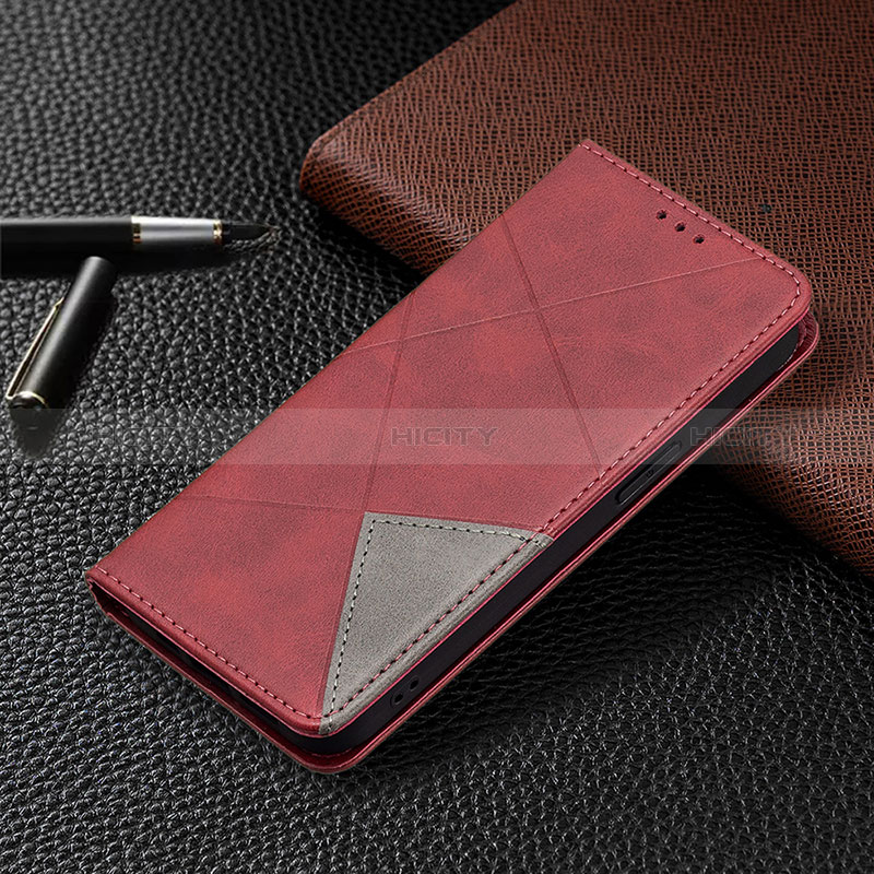 Handytasche Stand Schutzhülle Flip Leder Hülle Modisch Muster L04 für Apple iPhone 14 Pro Max Rot