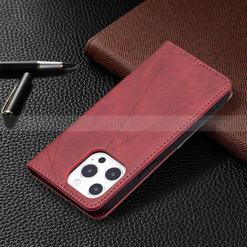 Handytasche Stand Schutzhülle Flip Leder Hülle Modisch Muster L04 für Apple iPhone 14 Pro Max Rot