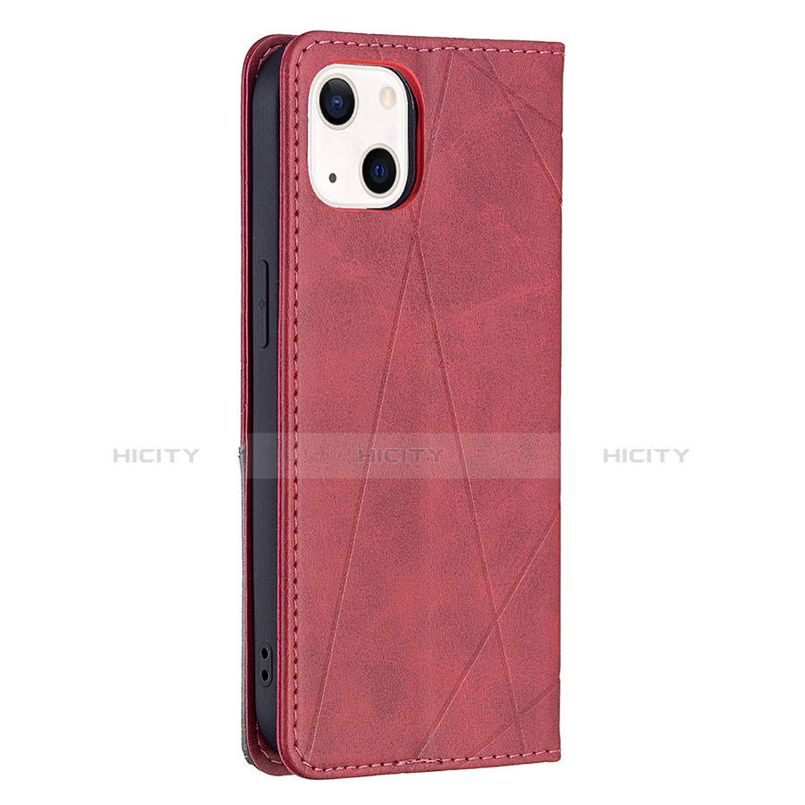 Handytasche Stand Schutzhülle Flip Leder Hülle Modisch Muster L04 für Apple iPhone 14 Rot