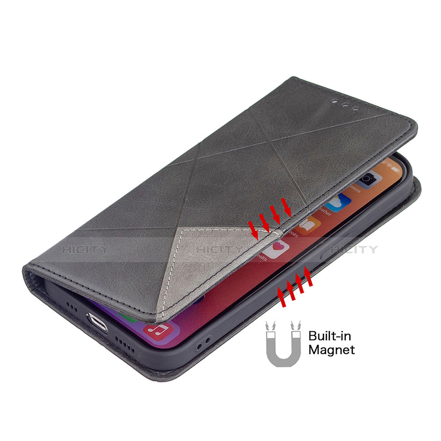 Handytasche Stand Schutzhülle Flip Leder Hülle Modisch Muster L04 für Apple iPhone 14 Schwarz