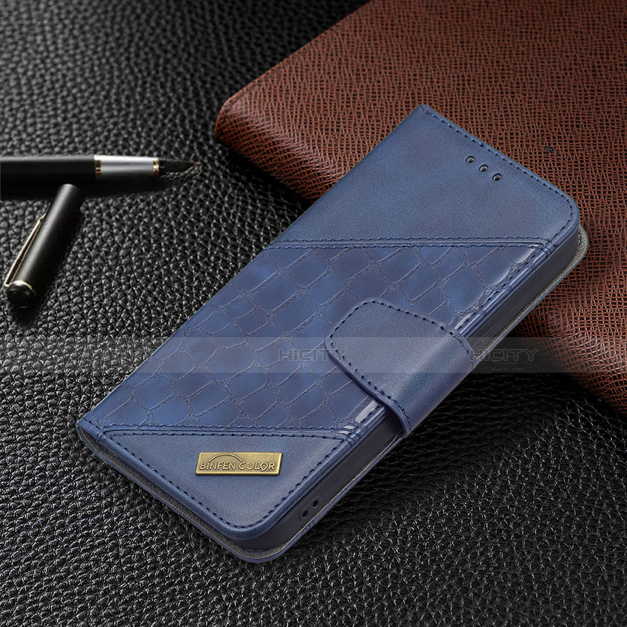 Handytasche Stand Schutzhülle Flip Leder Hülle Modisch Muster L05 für Apple iPhone 14 Blau groß