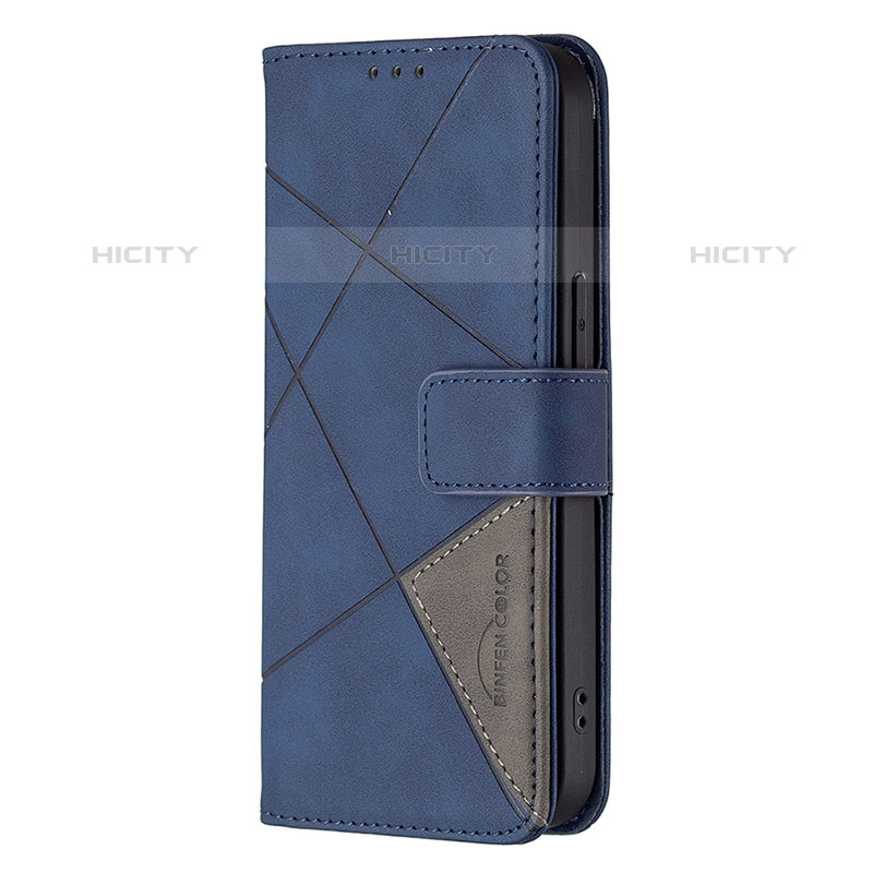 Handytasche Stand Schutzhülle Flip Leder Hülle Modisch Muster L06 für Apple iPhone 15 Pro Blau groß