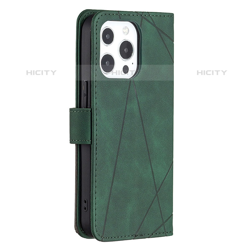 Handytasche Stand Schutzhülle Flip Leder Hülle Modisch Muster L06 für Apple iPhone 15 Pro Grün