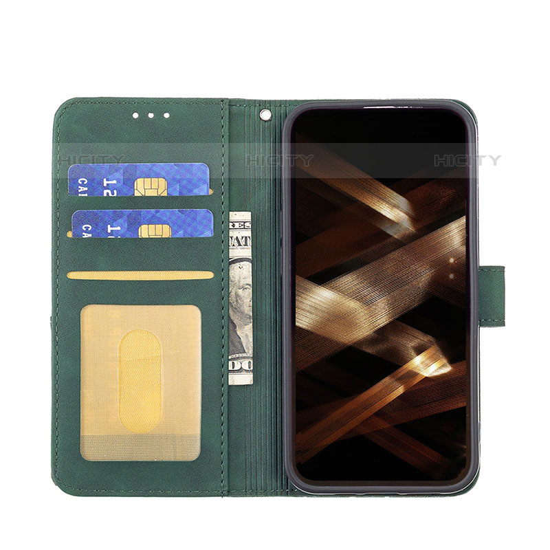 Handytasche Stand Schutzhülle Flip Leder Hülle Modisch Muster L06 für Apple iPhone 15 Pro Grün