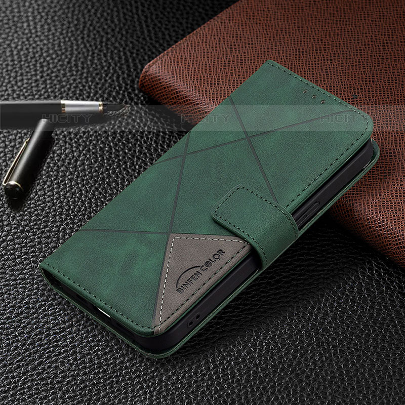 Handytasche Stand Schutzhülle Flip Leder Hülle Modisch Muster L06 für Apple iPhone 15 Pro Grün