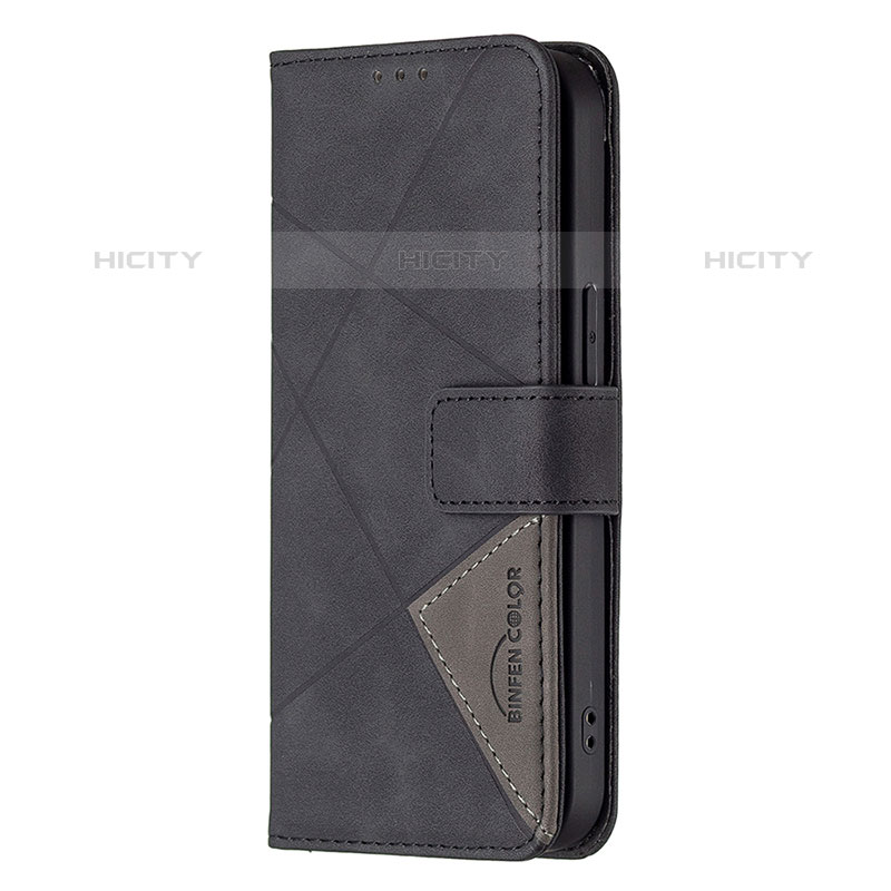Handytasche Stand Schutzhülle Flip Leder Hülle Modisch Muster L06 für Apple iPhone 15 Pro Schwarz