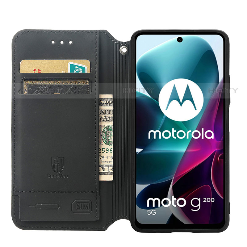 Handytasche Stand Schutzhülle Flip Leder Hülle Modisch Muster S02D für Motorola Moto G200 5G