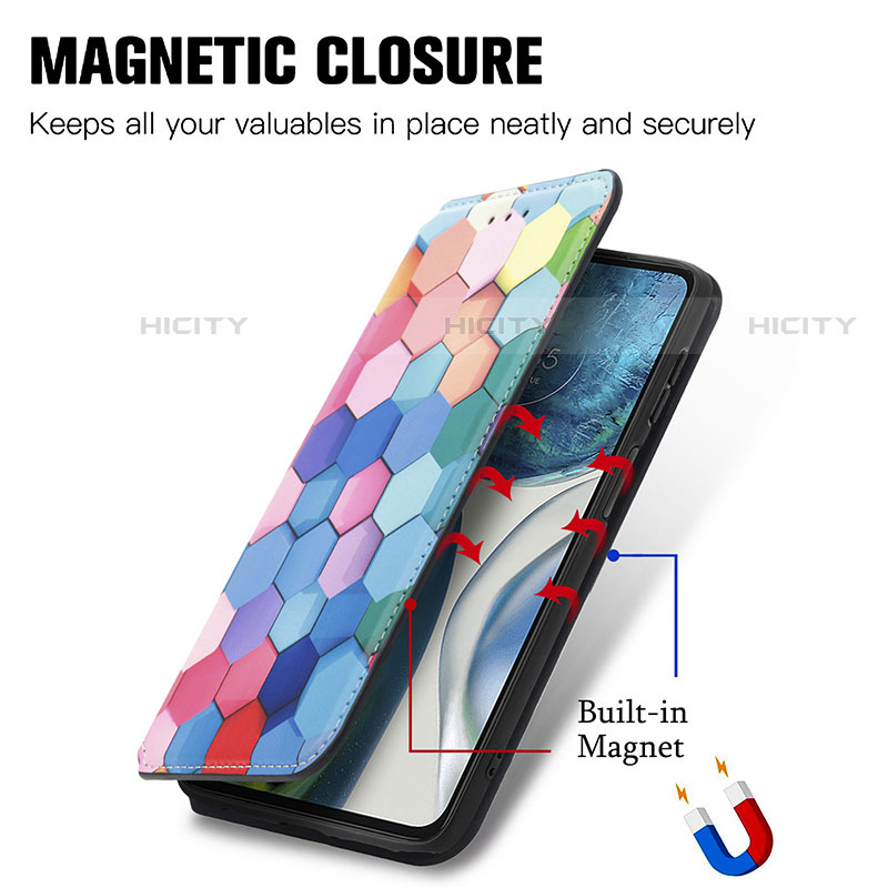 Handytasche Stand Schutzhülle Flip Leder Hülle Modisch Muster S02D für Motorola Moto G71s 5G groß