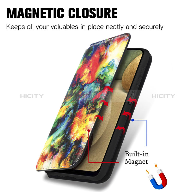 Handytasche Stand Schutzhülle Flip Leder Hülle Modisch Muster S02D für Samsung Galaxy A12 Nacho