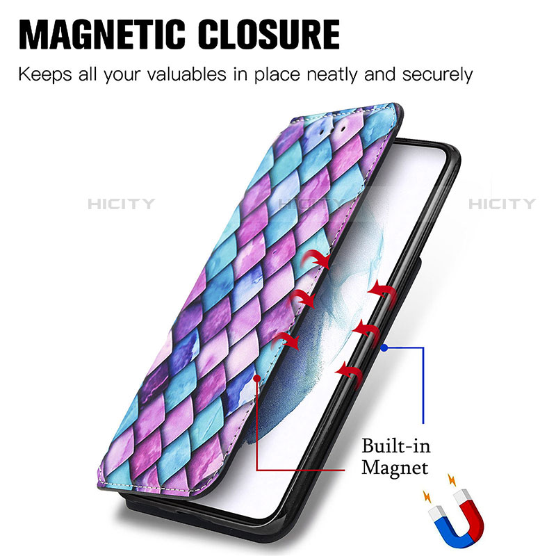 Handytasche Stand Schutzhülle Flip Leder Hülle Modisch Muster S02D für Samsung Galaxy S21 5G groß