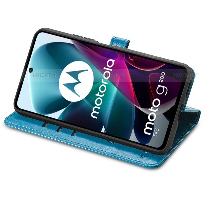 Handytasche Stand Schutzhülle Flip Leder Hülle Modisch Muster S03D für Motorola Moto G200 5G