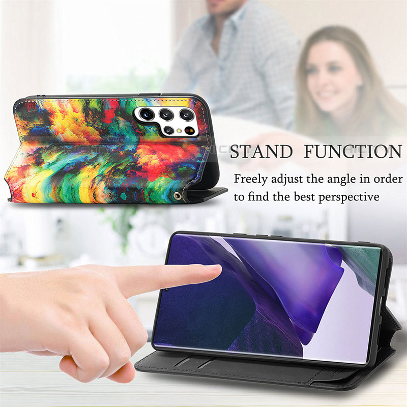Handytasche Stand Schutzhülle Flip Leder Hülle Modisch Muster S03D für Samsung Galaxy S21 Ultra 5G