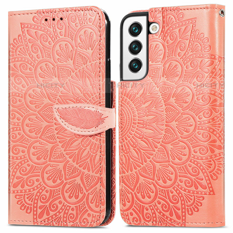 Handytasche Stand Schutzhülle Flip Leder Hülle Modisch Muster S04D für Samsung Galaxy S21 5G Orange