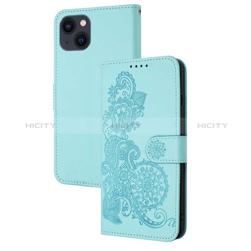 Handytasche Stand Schutzhülle Flip Leder Hülle Modisch Muster Y02X für Apple iPhone 14 Hellblau Plus