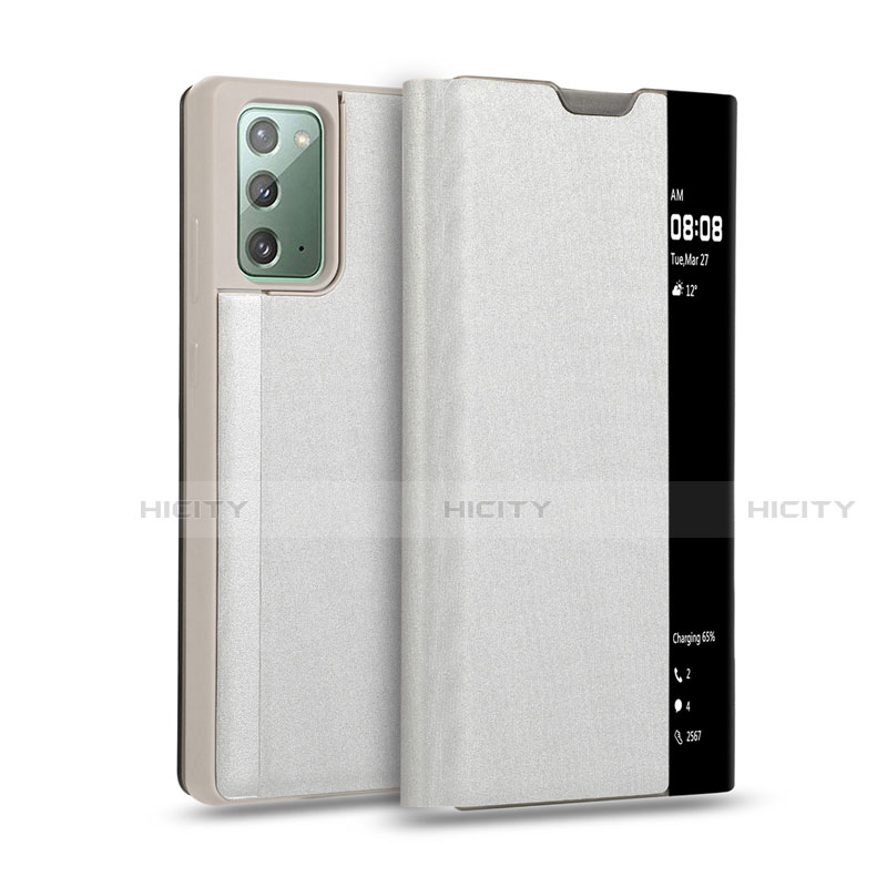 Handytasche Stand Schutzhülle Flip Leder Hülle N01 für Samsung Galaxy Note 20 5G Silber Plus