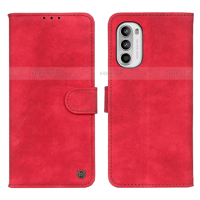 Handytasche Stand Schutzhülle Flip Leder Hülle N06P für Motorola MOTO G52 Rot Plus