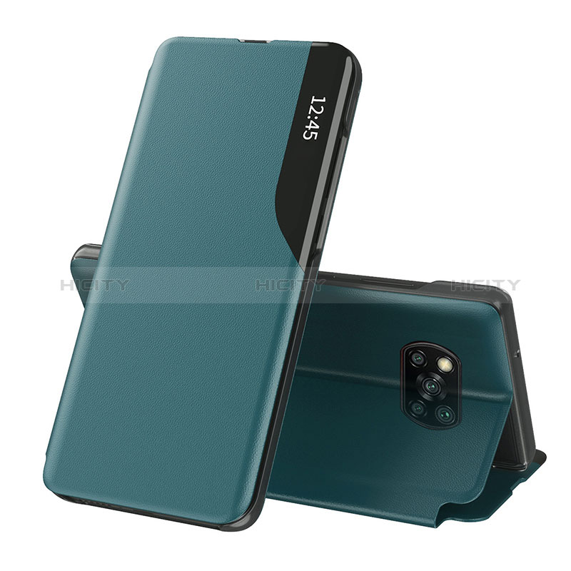 Handytasche Stand Schutzhülle Flip Leder Hülle Q01H für Xiaomi Poco X3 Grün Plus