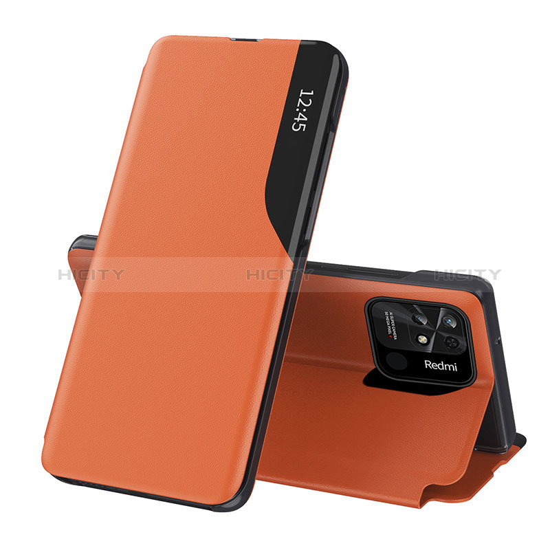 Handytasche Stand Schutzhülle Flip Leder Hülle Q02H für Xiaomi Redmi 10 India Orange Plus