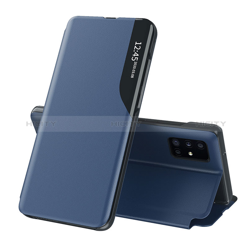 Handytasche Stand Schutzhülle Flip Leder Hülle QH1 für Samsung Galaxy A51 4G Blau Plus