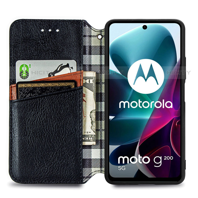 Handytasche Stand Schutzhülle Flip Leder Hülle S01D für Motorola Moto G200 5G