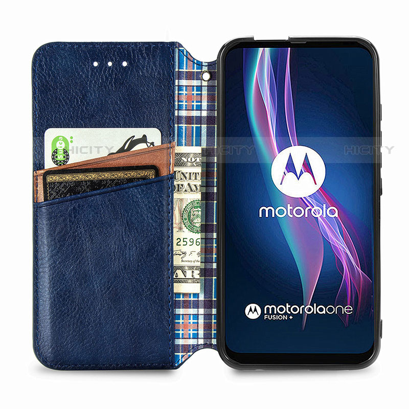 Handytasche Stand Schutzhülle Flip Leder Hülle S01D für Motorola Moto One Fusion Plus groß