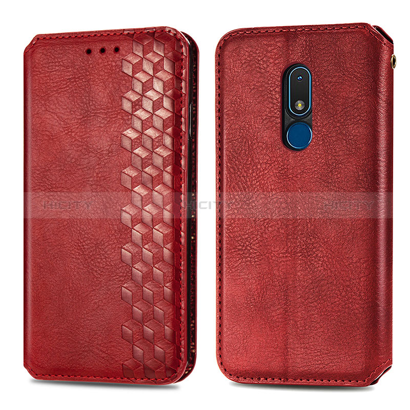 Handytasche Stand Schutzhülle Flip Leder Hülle S01D für Nokia C3 Rot