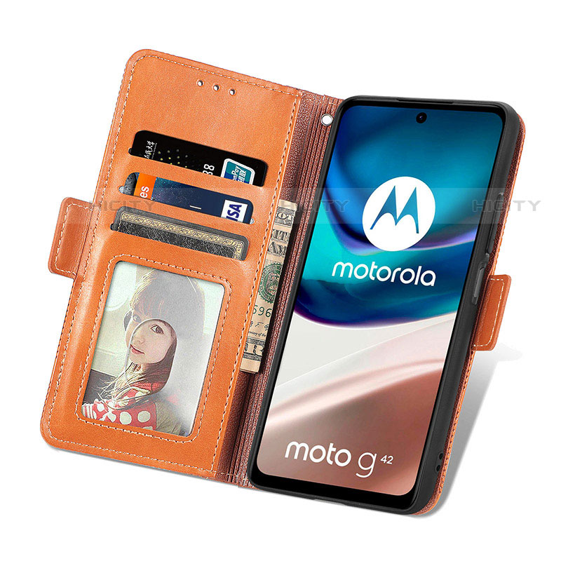 Handytasche Stand Schutzhülle Flip Leder Hülle S03D für Motorola Moto G42 groß