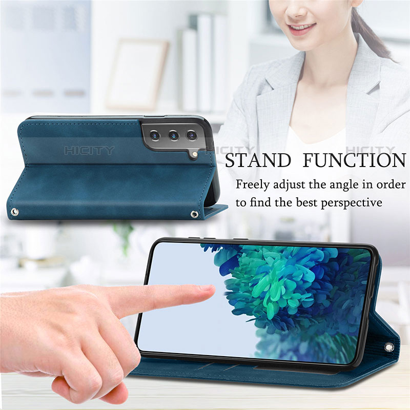Handytasche Stand Schutzhülle Flip Leder Hülle S04D für Samsung Galaxy S21 5G groß