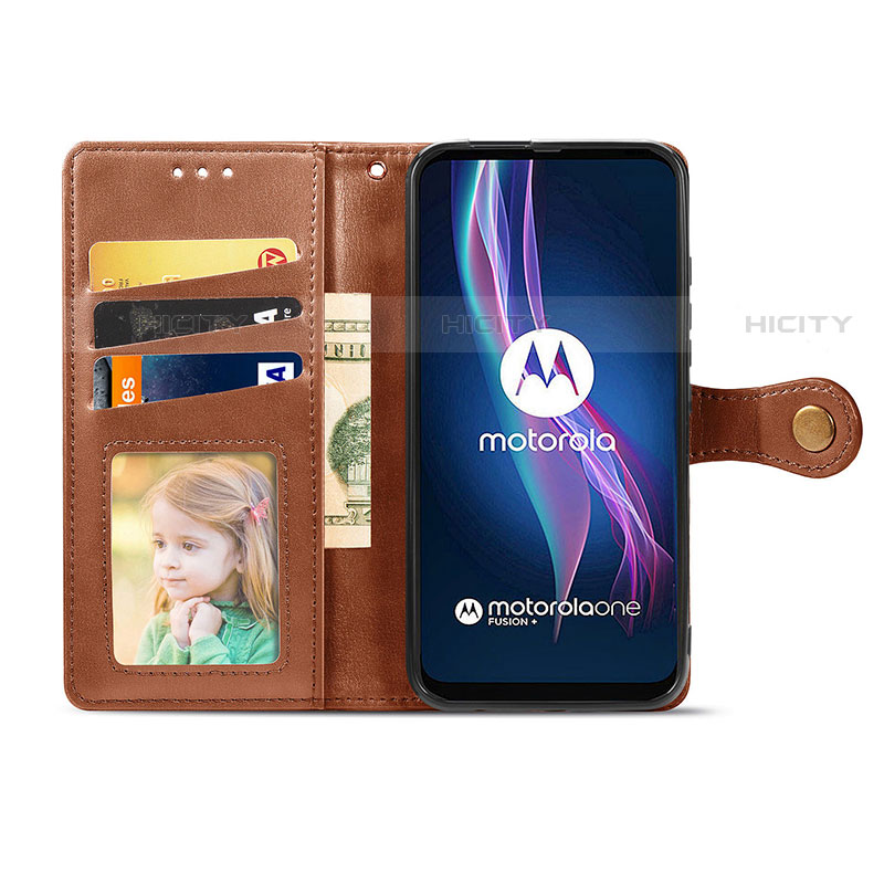 Handytasche Stand Schutzhülle Flip Leder Hülle S05D für Motorola Moto One Fusion Plus