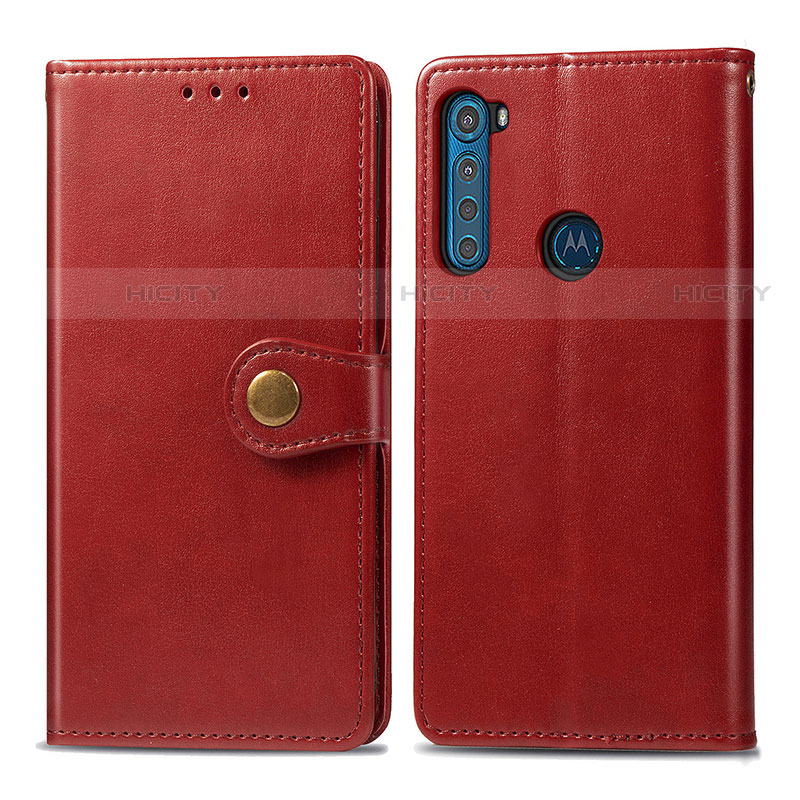 Handytasche Stand Schutzhülle Flip Leder Hülle S05D für Motorola Moto One Fusion Plus Rot