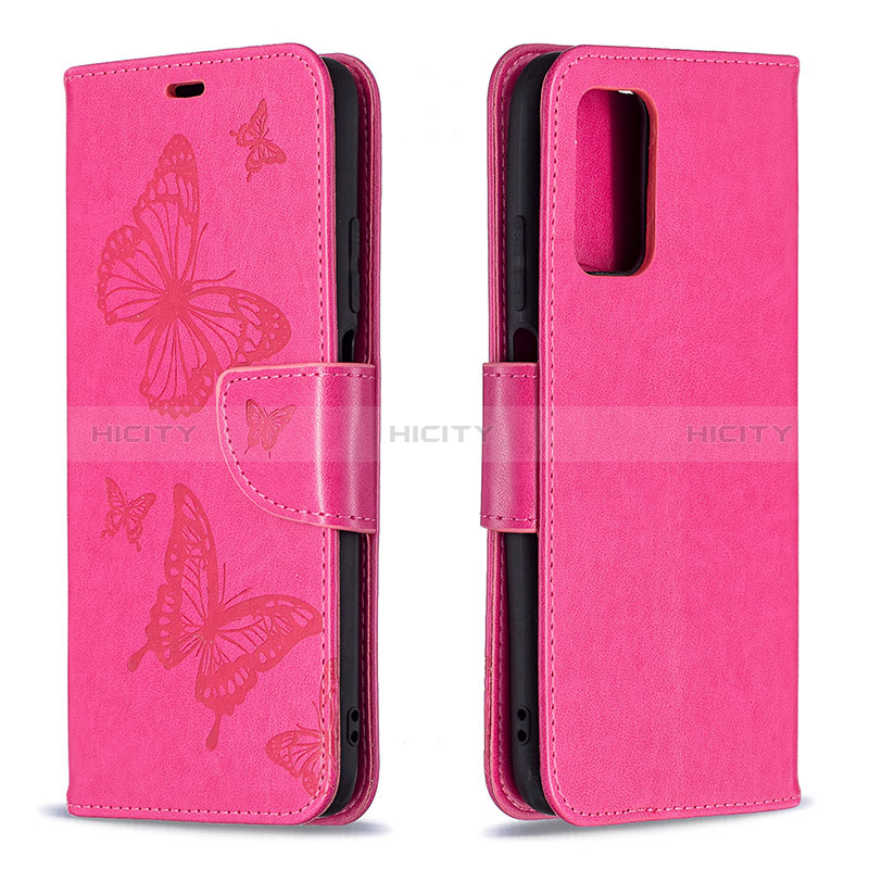 Handytasche Stand Schutzhülle Flip Leder Hülle Schmetterling B01F für Xiaomi Poco M3 Pink