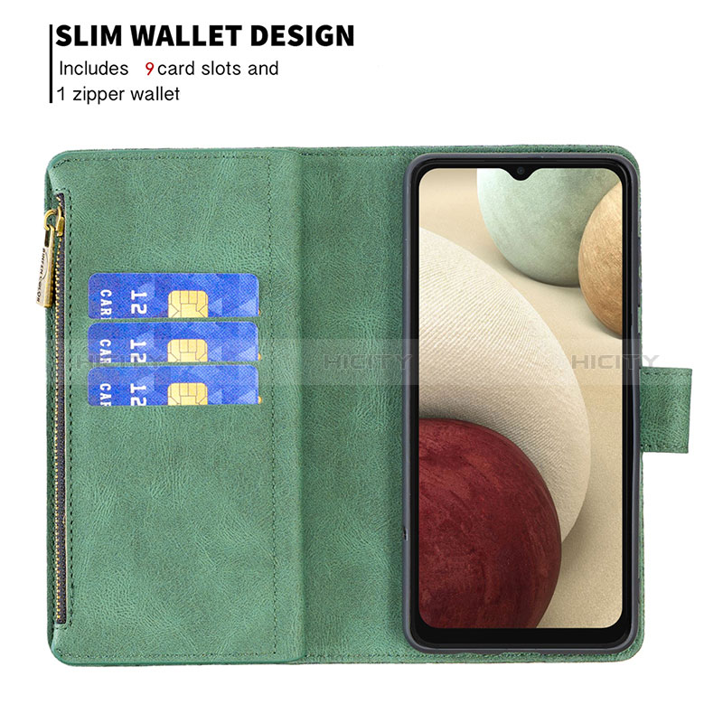 Handytasche Stand Schutzhülle Flip Leder Hülle Schmetterling B03F für Samsung Galaxy A12 5G groß