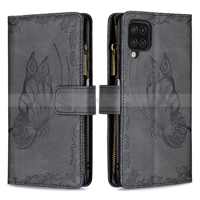 Handytasche Stand Schutzhülle Flip Leder Hülle Schmetterling B03F für Samsung Galaxy A12 5G groß