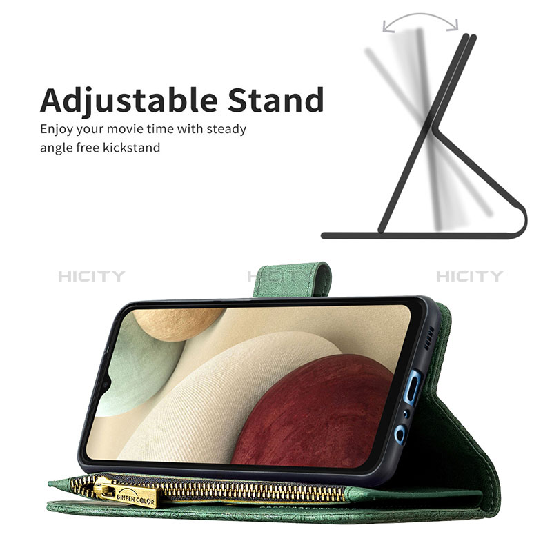 Handytasche Stand Schutzhülle Flip Leder Hülle Schmetterling B03F für Samsung Galaxy A12 5G groß