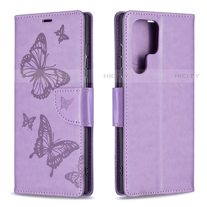 Handytasche Stand Schutzhülle Flip Leder Hülle Schmetterling B13F für Samsung Galaxy S21 Ultra 5G