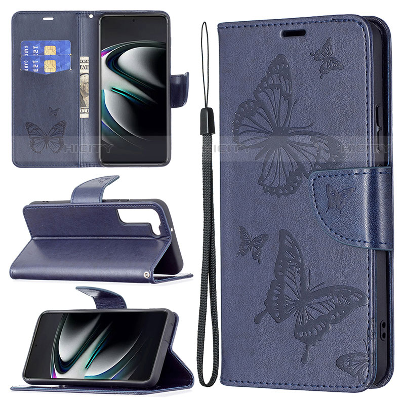 Handytasche Stand Schutzhülle Flip Leder Hülle Schmetterling B13F für Samsung Galaxy S23 Plus 5G groß