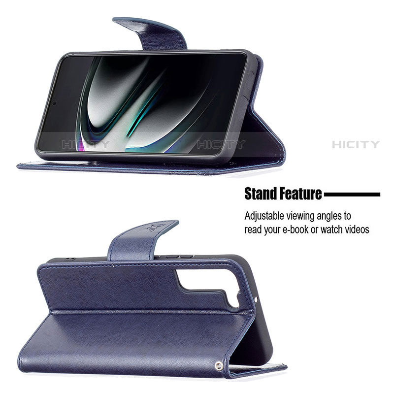Handytasche Stand Schutzhülle Flip Leder Hülle Schmetterling B13F für Samsung Galaxy S23 Plus 5G groß