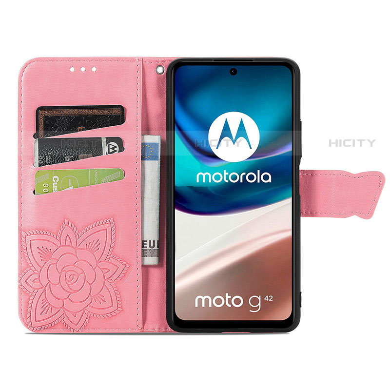 Handytasche Stand Schutzhülle Flip Leder Hülle Schmetterling für Motorola Moto G42